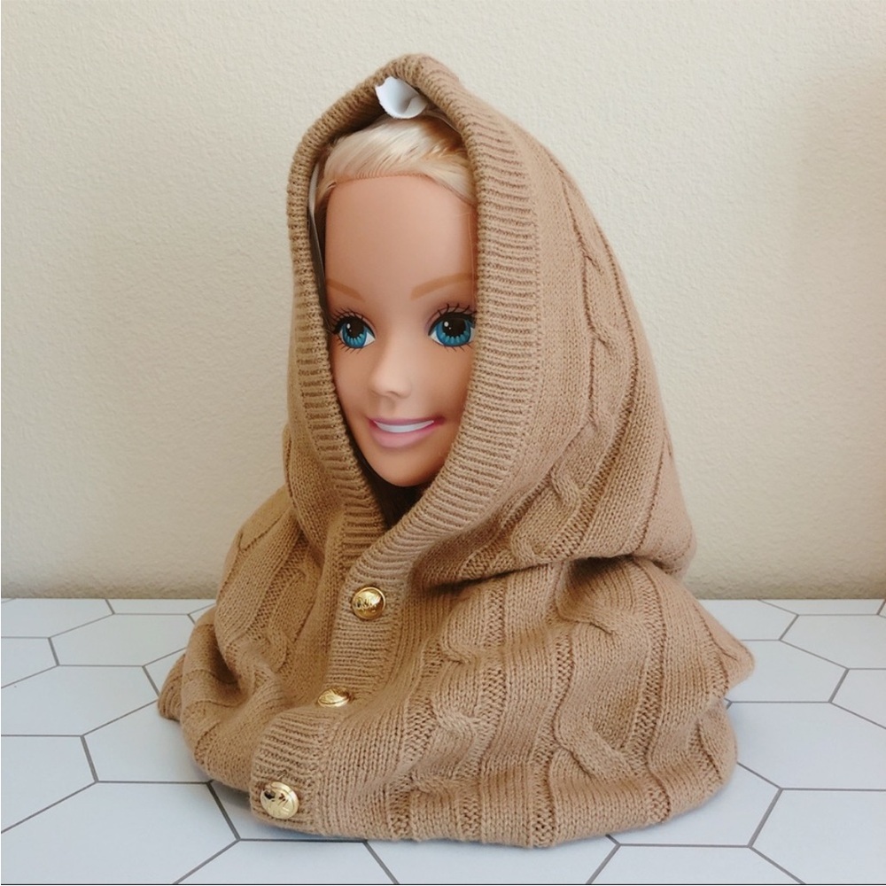 Michael Kors Camel Knit Scarf with Gold Accents